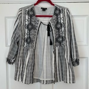 Lucky Brand Striped Sweater w/ Tie Closure